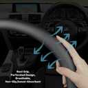 VARGTR Car Steering Wheel Cover,Universal 15 Inch Premium Leather Car Steering Wheel Cover,Best Grip,Perforated Design,Breathable,Non-Slip,Sweat-Absorbent,Warm in Winter and Cool in Summer (Black)