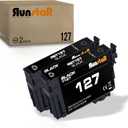 Run Star Remanufactured 127 T127 Black Ink Cartridge Replacement for Epson 127 T127 Used with Workforce Pro WF-3520 WF-3530 WF-3540 WF-7010 WF-7510 WF-7520 WF-545 WF-645 Printer (2 Black)