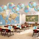 10 Pieces World Map Paper Lanterns 10 Inch Paper Globes Lanterns Map Classroom Lantern Decor Travel Map Hanging Paper Lantern for Home School Birthday Earth Theme Party Decor Supplies