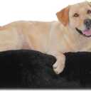 Bedfolks Waterproof Crate Bed, Plush Dog Kennel Pad with Removable Cover, Faux Fur, Fluffy Washable, 47"x29", Black (XX-Large(47x29''))