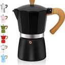 3 Cup Aluminum Espresso Stovetop Moka Pot Express Coffee Maker Percolator Italian Classic Mocha Coffee Machine for Italian and Cuban Cafe Brewing for Home & Camping 150ml 5oz (Black)