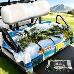 Golf Cart Seat Covers - Quick-Dry Cooling Seat Blanket with 4 Front Pockets, Elastic Armrest Openings, Fits EZGO Yamaha Club Car EPIC, 2-Person Microfiber Suede, Sweat Absorption, All-Season