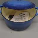 Mueller 6 Qt Enameled Cast Iron Dutch Oven, Heavy-Duty Casserole Dish and Braiser Pan with Lid and Stainless Knob, Safe for All Cooktops (Aqua Blue)