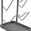 Kitchen Pot Lid Storage Rack, Countertop Pot Lid Holder With Spoon Rest 2-in-1 Pot Lid Holder Sturdy Countertop Lid Holder for Kitchen Space Tidy