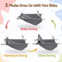 Baby Swing Indoor and Outdoor, Canvas Hammock Swing for Baby to Toddler with a Comfortable Seat, Macaroon Wooden Toy, Adjustable 5-Point Harness,Gift for Baby Boys Girls, 3 Modes, Dark Grey
