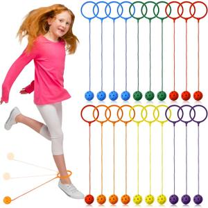 30 Pack Skip Ball for Kids Foldable Flash Wheel Skip Ball Swingball Set Assorted Colors Outside Game Toys for Age 6 7 8 9 10+ Fun Jumper and Exercise Equipment