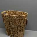 Wicker Waste Basket, Handwoven Trash Can with Built-in Handles, Water Hyacinth Waste Bin, Garbage Storage Container for Bedroom, Bathroom, Kitchen, Office, Laundry, Utility Room