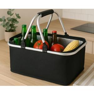 Foldable Insulated Picnic Basket 30L 31.7 QT Large Capacity Cooler Tote with Double Handles Thermal Shopping Basket for Picnic Camping Beach Travel Outdoor Use