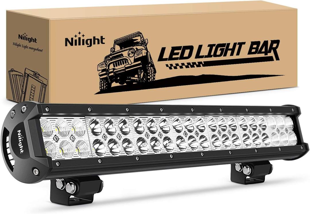 Nilight - 60005C-A 20Inch 126W Spot Flood Combo Led Light Bar Off Road Lights Boat Lighting Fog Light Driving Lights LED Work Light for Trucks