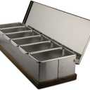 6 Slot Condiment Carrier, Stainless Steel Holders, Silicone Lids, and Gel Packs - Portable and Versatile for Outdoor BBQs and Parties