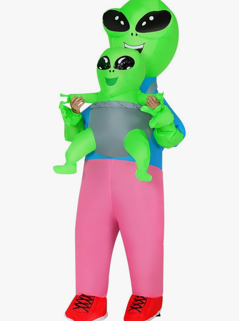 COMIN Inflatable Alien Costume for Adults with Alien Baby Blow Up Costume Inflatable Costume Full Body for Halloween Party 63"