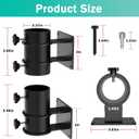 Heavy Duty Patio Umbrella Holder Flat Mount Umbrella Clamp Mount Bracket Stainless Steel Umbrella Deck Mount for Railing or Deck in Patio and Courtyard Fits Max OD 2"(2 Pcs, Black)