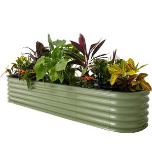 Vego garden Raised Garden Bed Kits, 17" Tall 9 in 1 8ft X 2ft Metal Raised Planter Bed for Vegetables Flowers Ground Planter Box-Olive Green