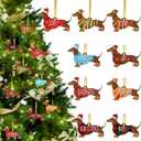Chunful 54 Pcs Dachshund Tree Ornaments Christmas Dog Hanging Ornaments Wood Dog Figurines for Christmas Tree Hanging Pet Decorations Party Gifts, 9 Styles (Dachshund)