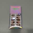 BTArtbox Press On Nails Almond - Amber Hoops, Tortoise Shell Short French Tip Press On Nails with Glue and Adhesive Tabs for Women, Soft Gel Glue On Nails in 16 Sizes - 32 Stick On Nails Kit