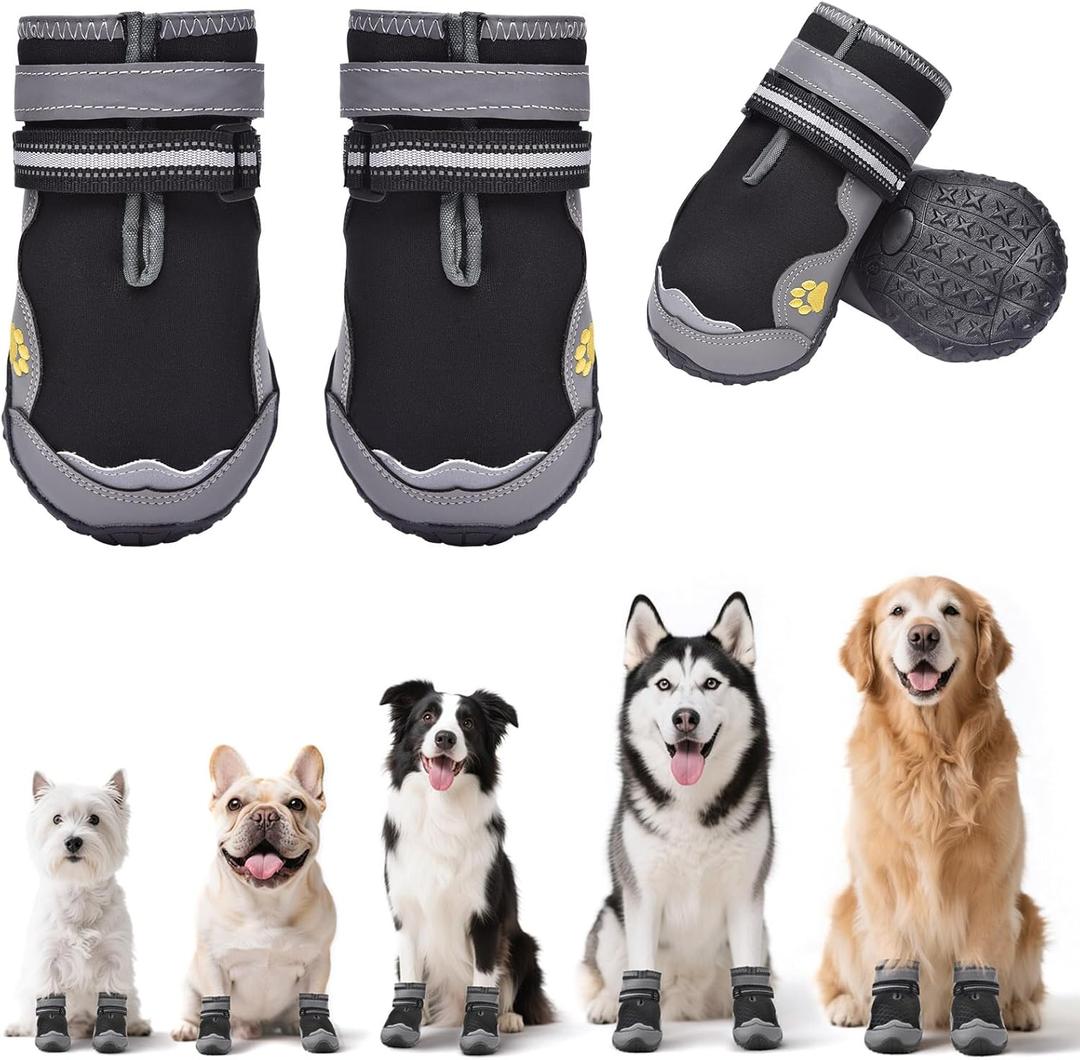Hipaw Dog Booties for Winter,Snow Boots for Small Medium Large Dogs,Waterproof Dog Rain Shoes,Non-Slip Paw Protector for Outdoor Walking,Hiking,Indoor Hardwood Floors (#2 (Insole Width 1.8") for 26~33lb)