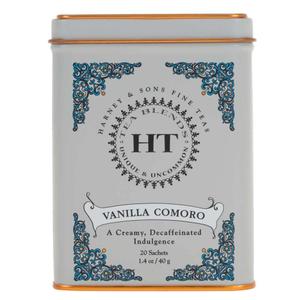 Harney & Sons Tea Decaffeinated, Great Present Idea, Vanilla Comoro, 1.4 oz Tin (20 Sachets) (EXP 11/26/27)