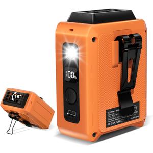Portable Waist Fan 5000mAh, Hands-Free Clip on Wearable Belt Neck Desk Personal Cooling Fan Rechargeable with 5 Speeds&Flashlight Lasting 20H for Outdoor Office Travel(Orange)