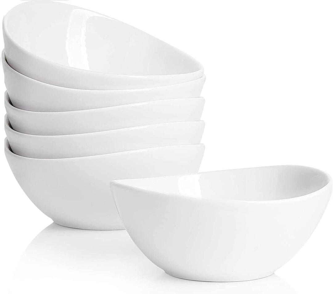 10 Ounce Small Bowls, Ceramic Dessert Bowls for Cereal, Soup, Ice Cream, Small Serving Bowls Set for Kitchen, Set of 6, White