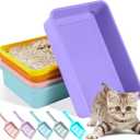 5pcs Kitten Litter Box,Open Small Cat Litter Box with 5 Scooper,Portable Small Litter Pan Low Entry Shallow Plastic Travel Toilet Litter Tray Cat Waste Tray for Small Pet Rabbit Guinea Pig Newborn Cat