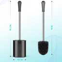 Compact Size Toilet Brush & Holder, 2 Pack, Stainless Steel Handle, Space Saving for Storage, Drip-Proof, Easy to Assemble, Black