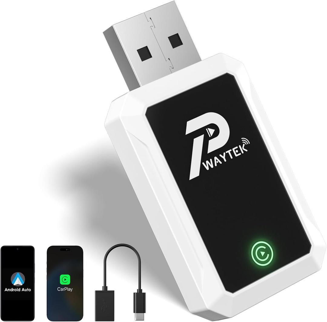 PWAYTEK Wireless CarPlay Adapter 2025 for iPhone – Convert Wired to Wireless CarPlay, 5GHz WiFi & Bluetooth 5.0, Plug & Play, Auto-Connect, Compatible with Cars 2016+ & iOS 10+