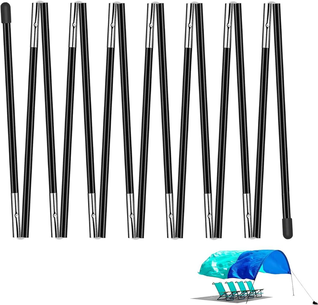Replacement Pole Compatible with Shibumi Beach Shade, Fiberglass Tent Pole Accessory, Black Pre-Assembled, Lightweight and Durable Support Rod, Compatible with Shibumi Beach Canopy Sun Shade, 236.22"
