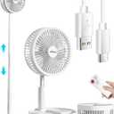 AICase Stand Fan,Folding Portable Telescopic Floor/USB Desk Fan with 7200mAh Rechargeable Battery,4 Speeds Super Quiet Adjustable Height and Head Great for Office Home Outdoor Camping (White)