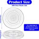 200 Clear Plastic Lids | 3.9 inch (98mm) Universal Flat Lids with Straw Slot | Fits 12, 16, 20, 24 oz Cold Drink Cups - Disposable & Leak-Resistant (PET, 200 Count)