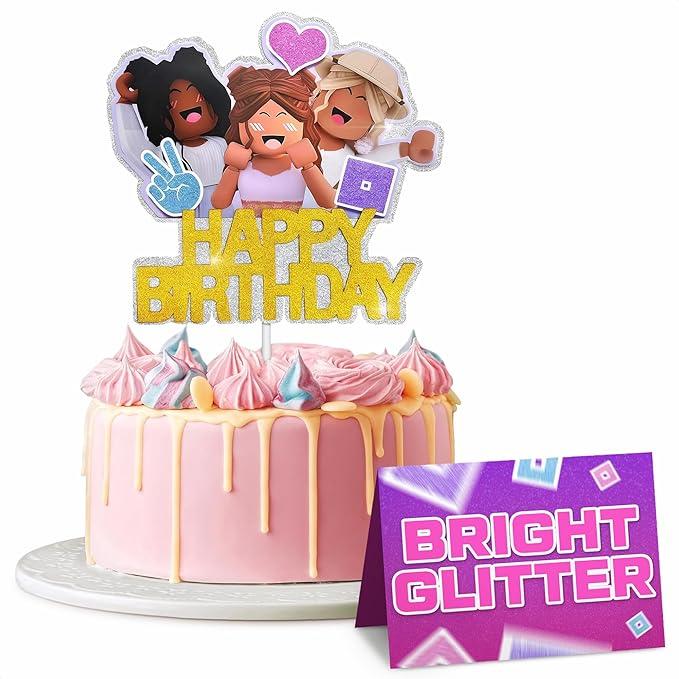 Happy Birthday Cake Toppers for Women – Vibrant & Glittery Gamer Cake Topper Decorations with Sturdy Cardboard – EasytoInstall, Adjustable Women Birthday Party Decorations for a Festive Celebration