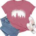 Hiking Shirts Women Nature T-Shirt Outdoor Camping Tee Tops (Pink, XL)