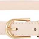 JASGOOD Women's Skinny Leather Belt Ladies Thin Faux Leather Belt with Gold/Silver Buckle for Jeans Dress Pants (Fit waist size 38-42 inch, Beige)