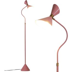 Fiqevs Modern Floor Lamp for Living Room with 6W LED Bulb, Metal Lampshade, Foot Switch, Industrial Tall Reading Lamp for Bedroom, Office, Nursery Room, Corner (Pink)