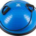 ZELUS Balance Ball Trainer with Resistance Bands and Foot Pump, Inflatable Yoga Ball for Home Gym Workouts, 23 Inch Exercise Half Ball for Balance Training Core Strength Fitness More, 330lb Cap (Blue)