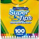 Crayola Super Tips Marker Set (100ct), Fine Point Washable Markers, Drawing Markers for Kids & Adults, Create Thick & Thin Lines, Art Supplies, Ages 3+
