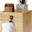Sumnacon Square Wood Tissue Box Cover, Rustic Cube Tissue Box Holder with Top Storage Tray - Perfect for Bathroom, Toilet, Living Room, Bedroom, Table, Desk, Home Office Decor