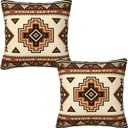 Western Aztec Throw Pillow Covers 16x16 Set of 2, Southwest Native American Brown Pillow Covers Outdoor Decorative Pillow Case for Couch Bed Sofa Cushion Home Decor