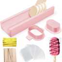 3 Inch Cakesicle Cutter and Cake Pop Mold Set with 8.7in Tray, 100 Wooden Sticks & 100 Bags, Silicone Cakesicle Mold for Homemade Cake Pops, Baking, Birthdays and Party Desserts (Pink)