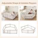 Baby Playpen,79"x59" Foldable Playpen for Babies and Toddlers with Gate ,Large Baby Play Pens with Zipper Door, Play Yards Play Area (Light Khaki)