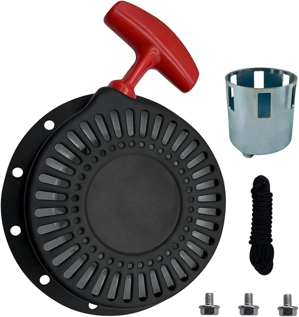 YAMAKATO Universal Pull Start Assembly for 338cc 339c 389cc 390cc 420cc 439cc 459cc Portable Generators and Engines, for 6 or 4 Bolt Recoil Starter Cord Rope Assy