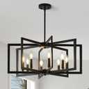 Black Chandelier for Dining Room, 8-Light Kitchen Chandelier Light Fixture Modern Metal Industrial Large Chandeliers for Farmhouse Entryway Living Room (E12 Bulbs Not Included)