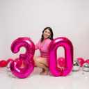 30 Balloon Number, Hot Pink Number 30th Birthday Balloons 40 Inch, 30 Years Old Hot Pink Birthday Decorations for Men Women, 30th Anniversary Decorations