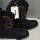 Rollda Kids Cowboy Boots for Boys Girls Western Square Toe Cowgirl Boots with Walking Heel (Toddler/Little Kid/Big Kid) (Black, 7)