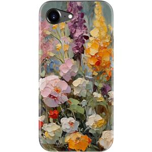 DorisMax for iPhone 16e Case - Wireless Charging Compatible - Dual-Layer Hard Shell + Silicone Cover - Shockproof Protective Phone Case with Stylish Designs for Women - Oil Painting Flowers