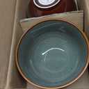 Pokini 24 Piece Dinnerware Sets for 8, Modern Stoneware Plates and Bowls Setst, Perfect for Family Gatherings & Holiday Celebrations, Easy Cleaning Dishes Set, Stack Compactly Dishware, Brown Green