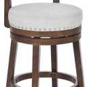 COLAMY Swivel Bar Stool, Modern Swivel Barstool with Back, Counter Height Bar Stools, 25 Inch Upholstered Wood Barstool for Kitchen Island Dining Room Bar, Beige