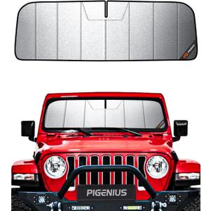 Windshield Sun Shade for Jeep Wrangler JL 2018-2025, Gladiator 2020-2025 Front Window Sunshade - HyperShield (Flash Silver(HyperShield))