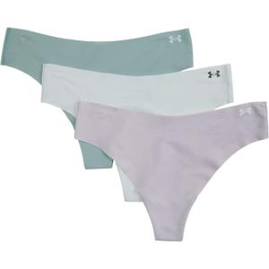 Under Armour Women's 3-pack Pure Stretch No Show Thong Underwear, All-day Comfort & Ultra-soft Fit (Gray, M)