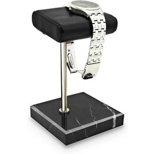 CHADWICK Watch Stand Marble Base, Handcrafted Watch Display Stand, Watch Holder for Men with PU Leather Tray, Watch Rack for Watch, Bracelet, Men's Gift on Father's Day, Christmas