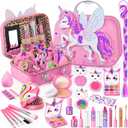 Beayuck Kids Makeup Kit for Girls - Girls Makeup Kit Toys, Real Washable Cosmetic Set with Storage Case, Kids Play Makeup Set for Christmas Birthday Gift 3 4 5 6 8 10 11 12+ Years Old, Pink